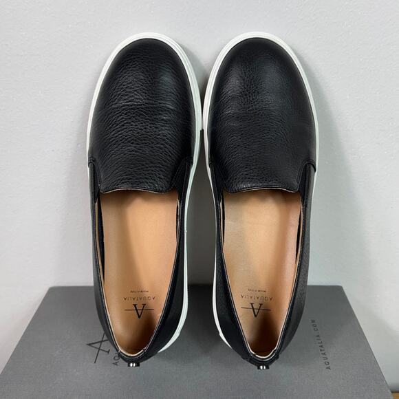 Aquatalia Onida Slip-on Sneaker in Black Leather Women's Size 8.5 - Picture 7 of 9